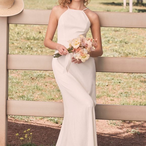 NWT LULU'S Eternal Promise Ivory Satin Cowl Back Sleeveless Wedding Dress - Picture 2 of 9